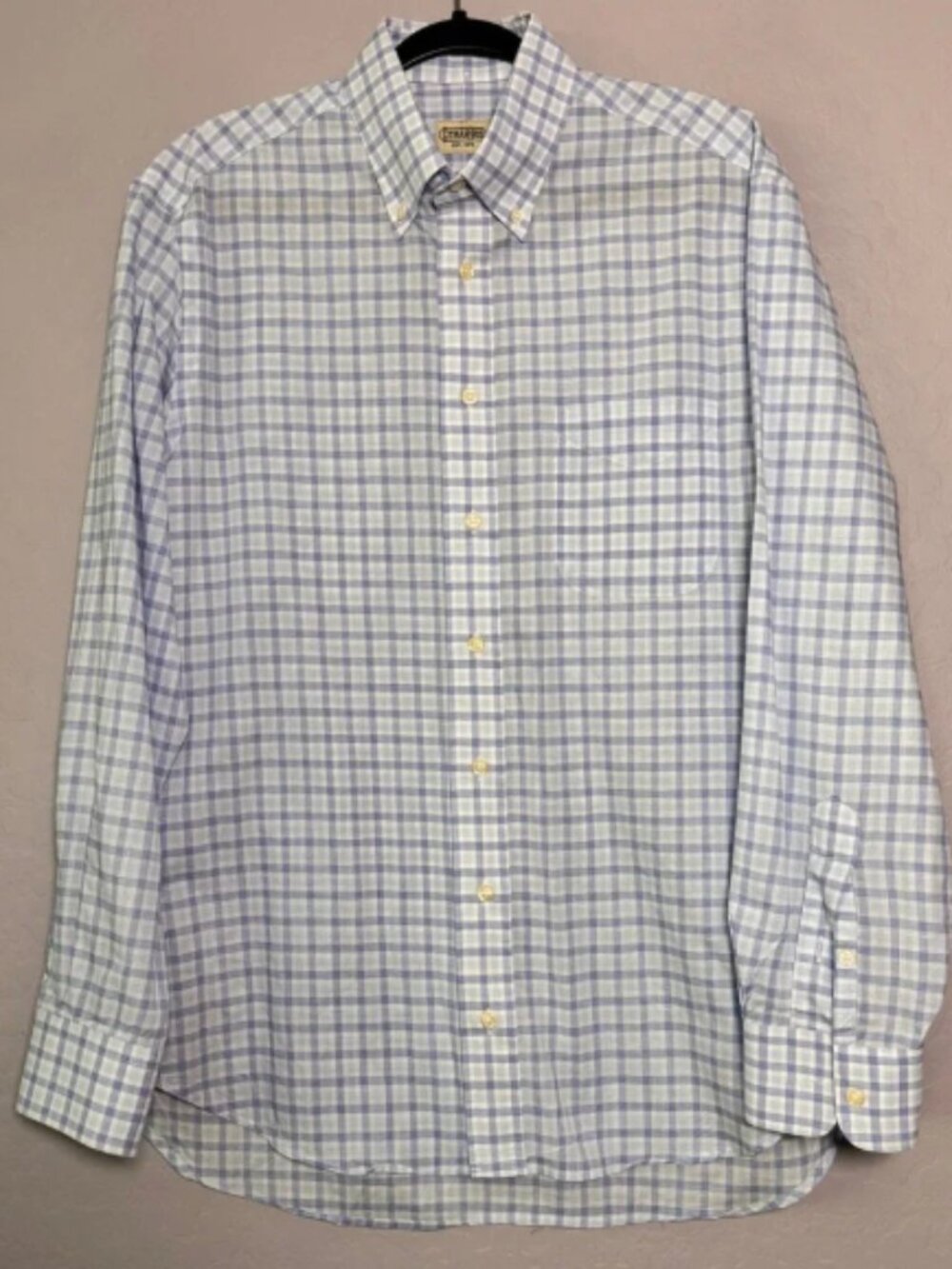 Gitman Bros Classic Fit Blue White Gingham Check Button Down Long Sleeve Shirt L